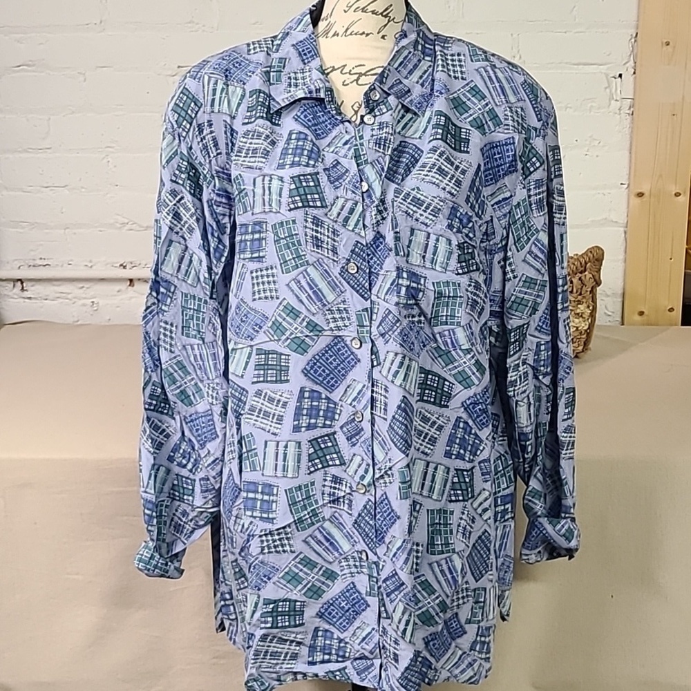 VINTAGE Liz Claiborne 80s Silk Loose Button Down Size 20